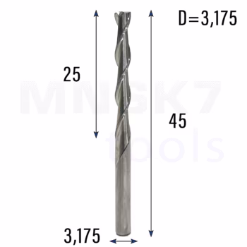 Frez uniwersalny dwupiórowy 2P | fi 3.175 x 25 x 45 | VHM CNC