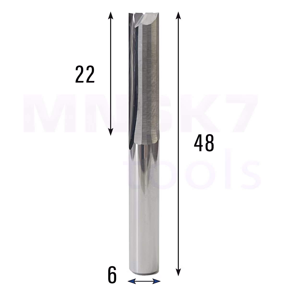 Frez prosty do drewna 2P | fi 6 mm x 22 mm x 48 mm | CNC VHM