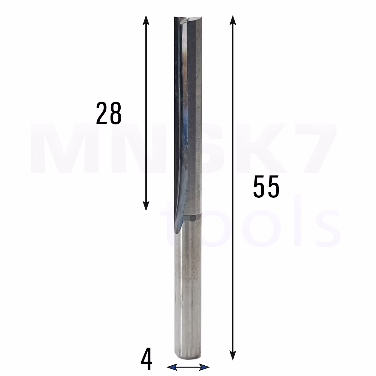 Frez prosty do drewna 2P | fi 4 mm x 28 mm x 55 mm | CNC VHM