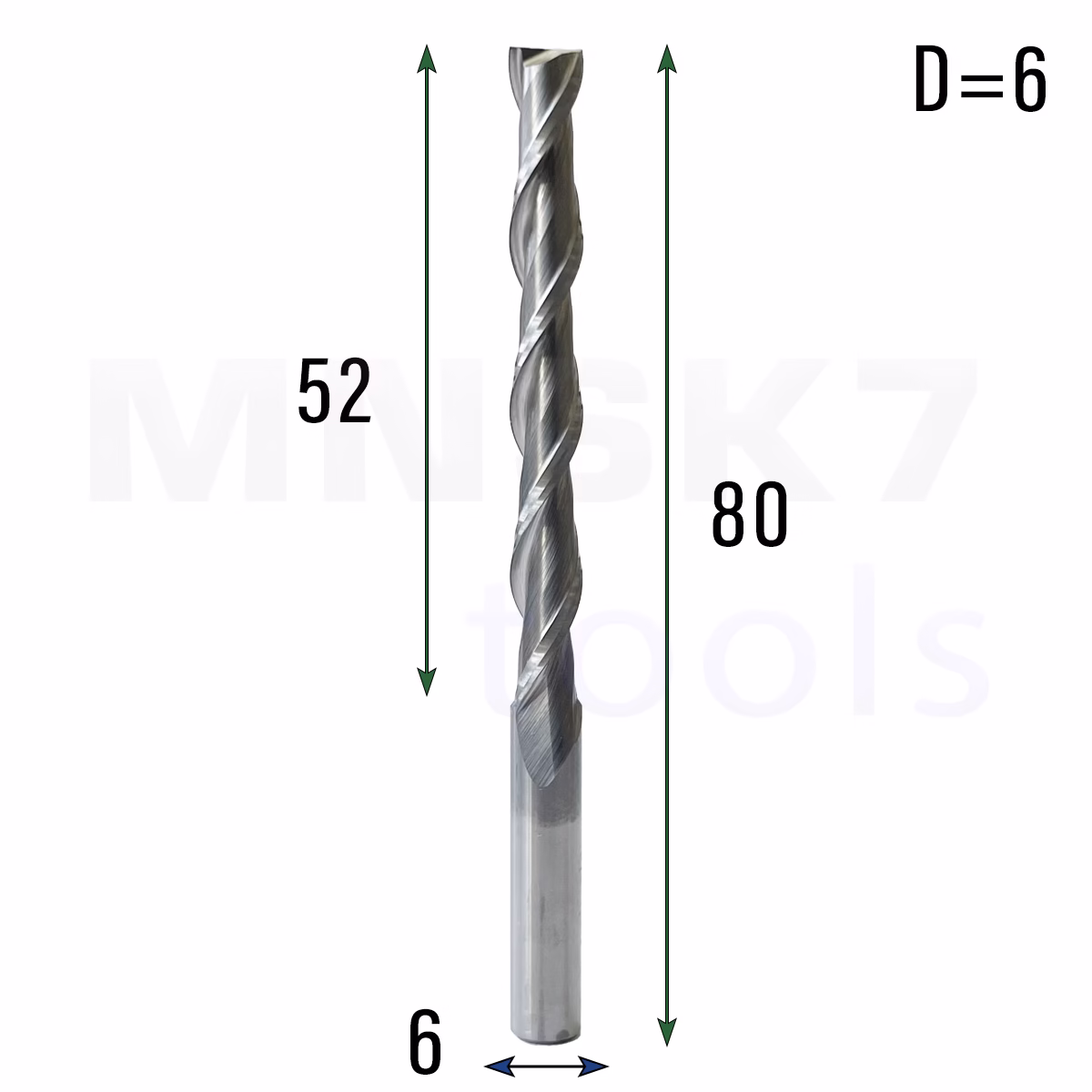 Frez uniwersalny dwupiórowy 2P | fi 6 x 52 x 80 | VHM CNC