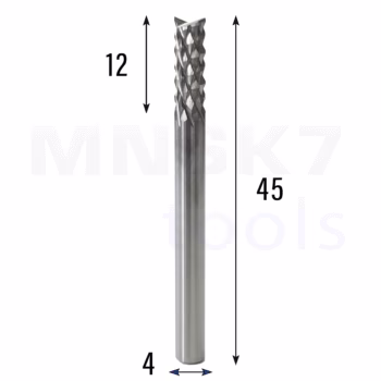 Frez wieloostrzowy prosty | fi 4 x 12 x 45 | CNC VHM