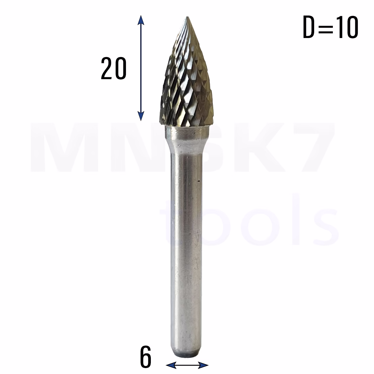 Frez pilnik obrotowy do metalu | 6 mm * 10 mm | VHM HRC 65 | Typ G