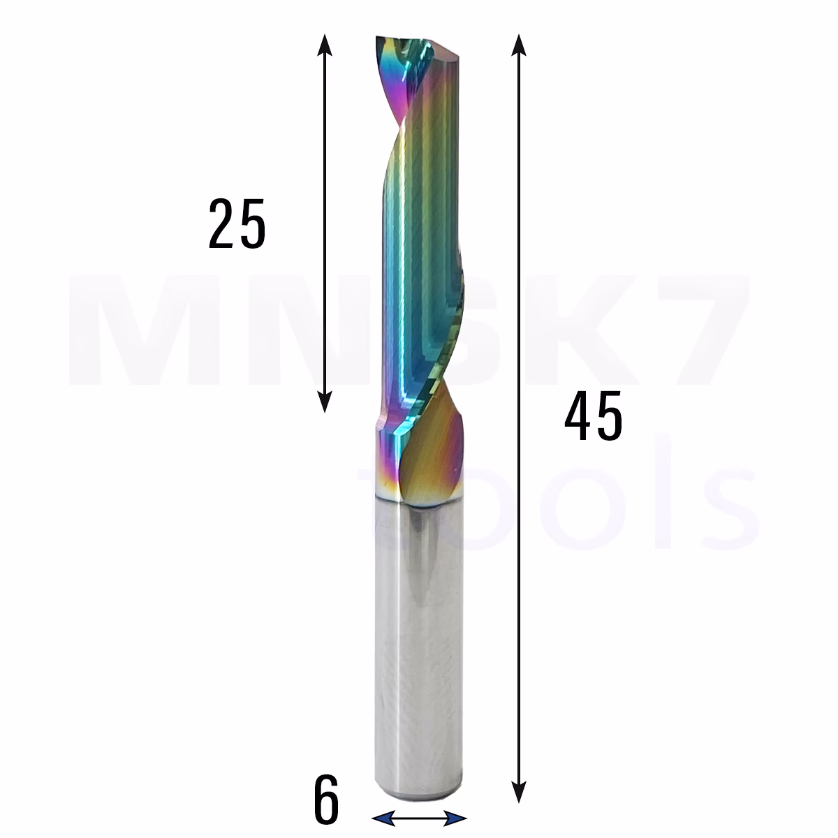 Frez palcowy do aluminium 1P | fi 6 x 25 x 45 | CNC VHM HRC 55 | DLC
