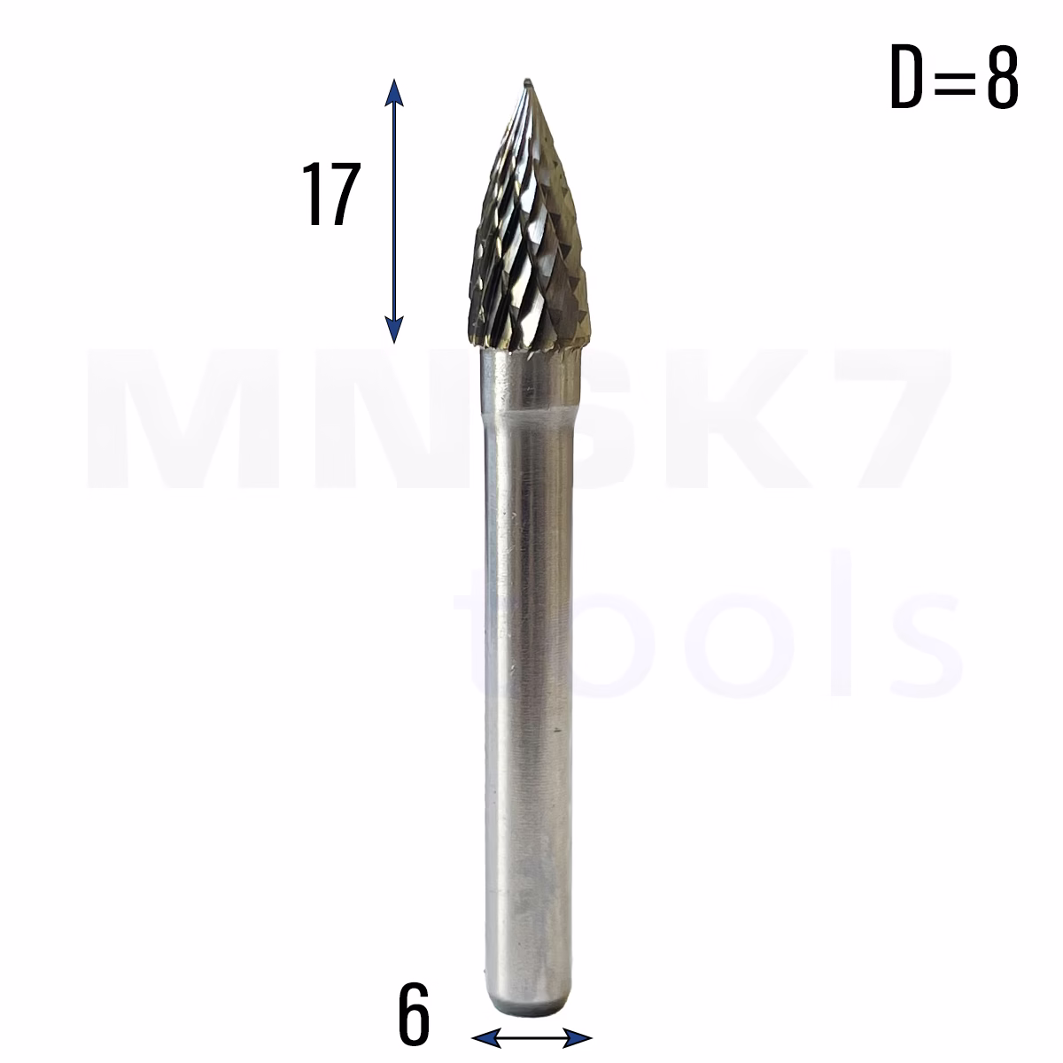 Frez pilnik obrotowy do metalu | 6 mm * 8 mm | VHM HRC 65 | Typ G