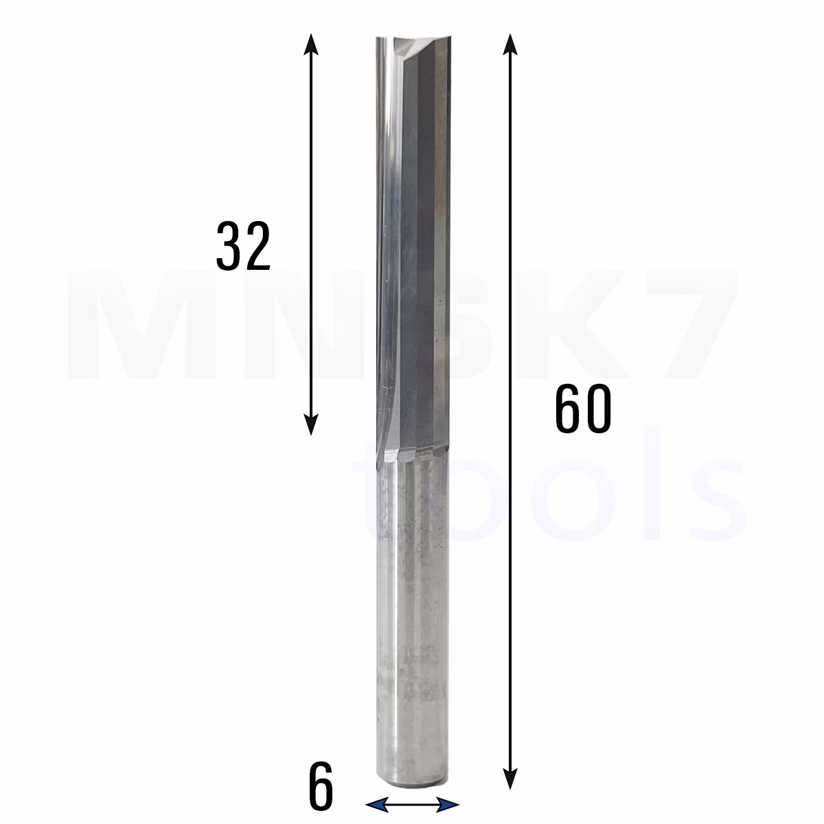 Frez prosty do drewna 2P | fi 6 mm x 32 mm x 60 mm | CNC VHM