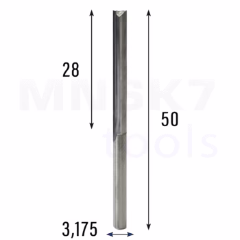 Frez prosty do drewna 2P | fi 3.175 mm x 28 mm x 50 mm | CNC VHM