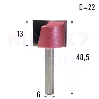 Frez prosty do drewna 2P | trzpień 6mm | fi 22 x 13 x 48,5 | VHM