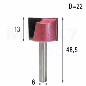 Frez prosty do drewna 2P | trzpień 6mm | fi 22 x 13 x 48,5 | VHM