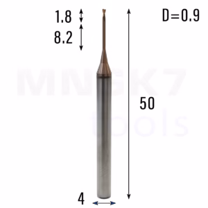 Frez palcowy mikro do metalu 2P | fi 0.9 mm * 50 mm | CNC VHM HRC 55