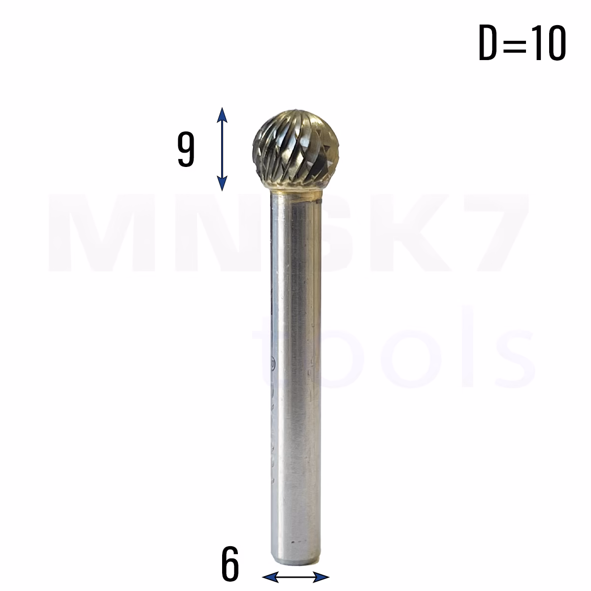 Frez pilnik obrotowy do metalu | 6 mm * 10 mm | VHM HRC 65 | Typ D