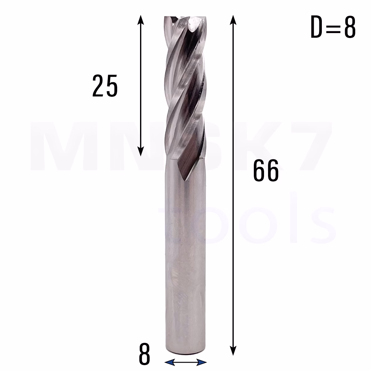 Frez palcowy do stali 4P | fi 8 mm * 66 mm | CNC HSS HRC 65