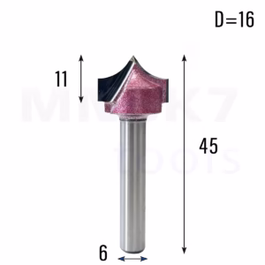 Frez z rowkiem typu V do drewna | trzpień 6 mm | fi 16 x 11 | VHM | CNC