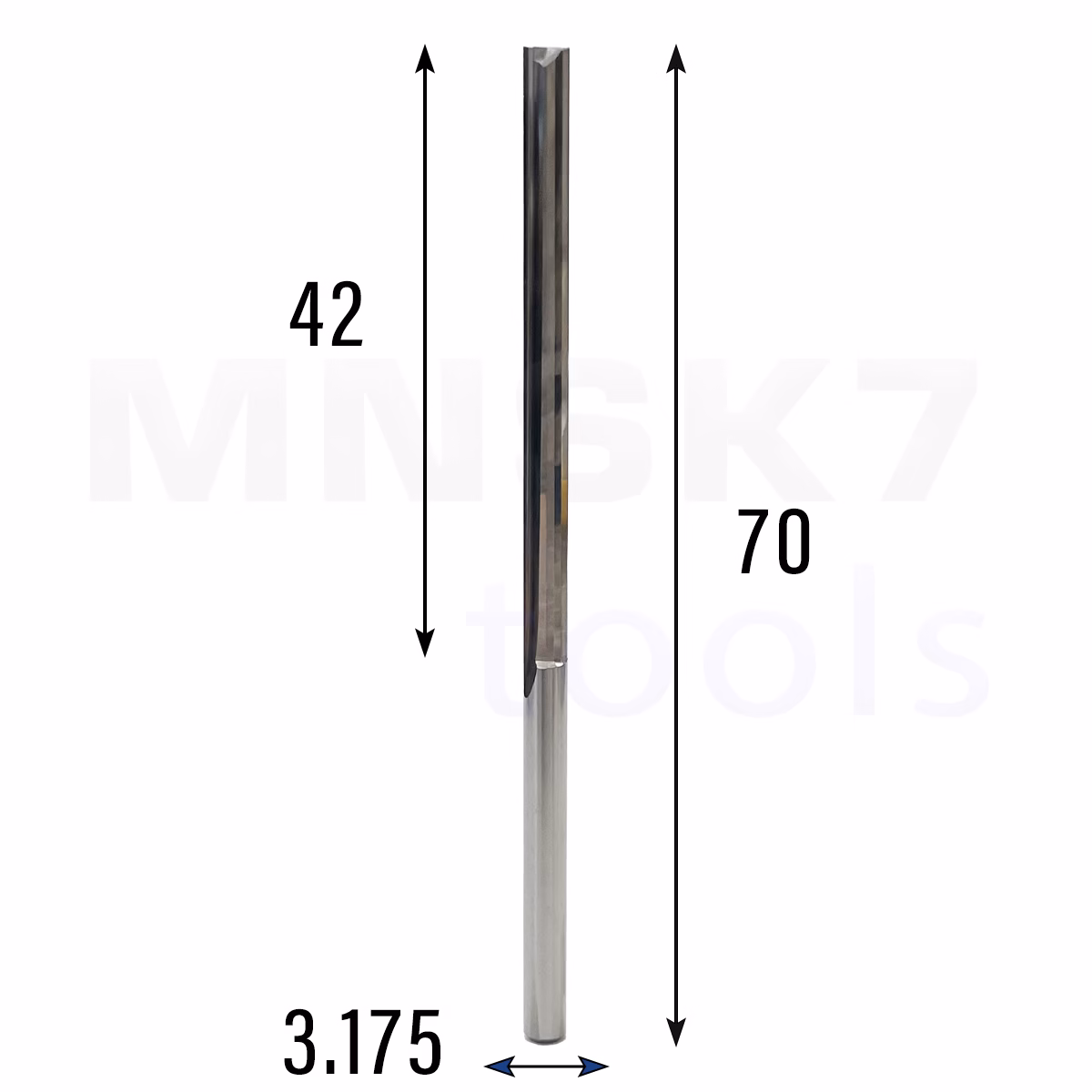 Frez prosty do drewna 2P | fi 3.175 mm x 42 mm x 70 mm | CNC VHM
