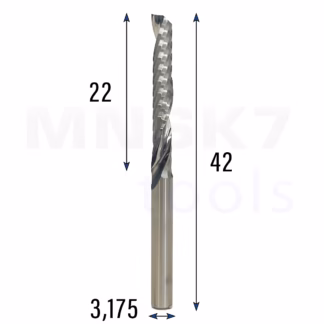 Frez uniwersalny jednopiórowy 1P | fi 3.175 x 22 x 42 | VHM CNC | Polerowany