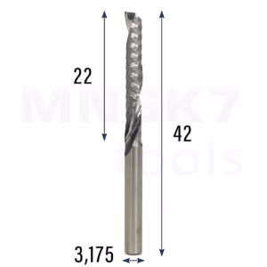 Frez uniwersalny jednopiórowy 1P | fi 3.175 x 22 x 42 | VHM CNC | Polerowany