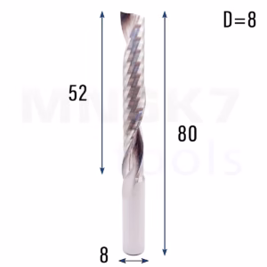 Frez uniwersalny jednopiórowy 1P | fi 8 x 52 x 80 | VHM CNC