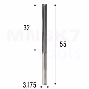 Frez prosty do drewna 2P | fi 3.175 mm x 32 mm x 55 mm | CNC VHM