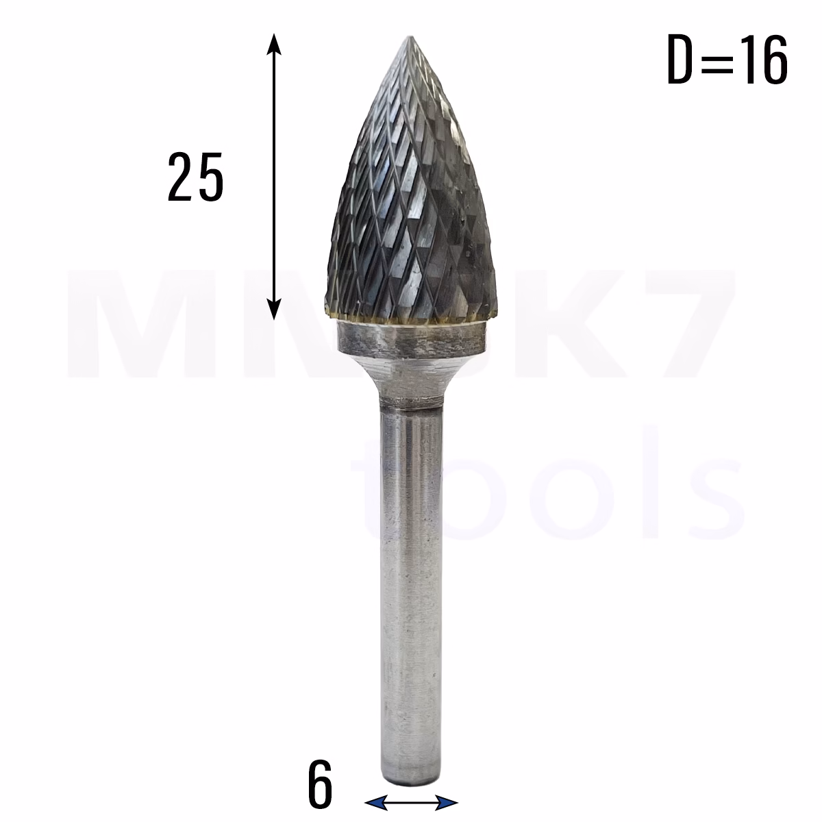 Frez pilnik obrotowy do metalu | 6 mm * 16 mm | VHM HRC 65 | Typ G