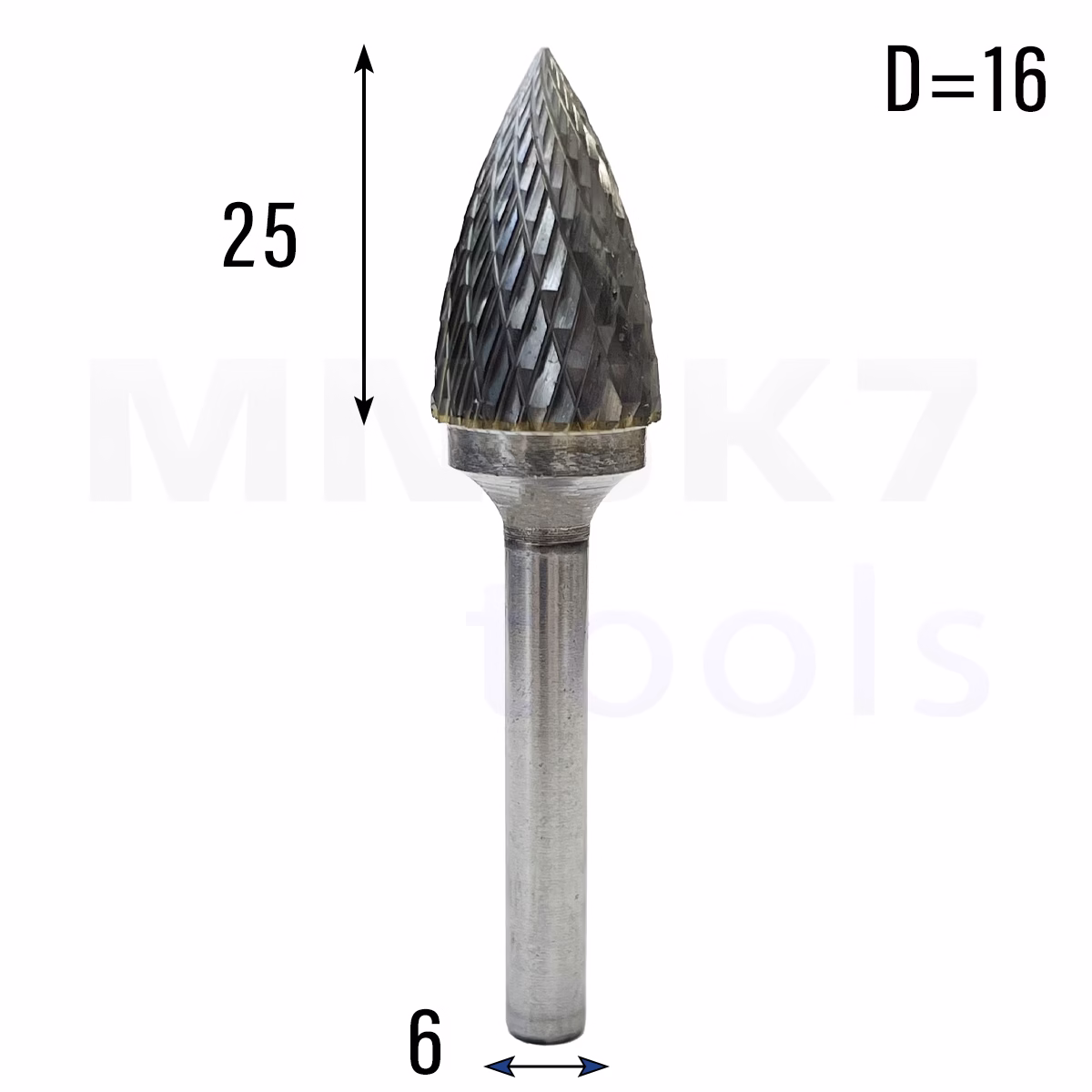 Frez pilnik obrotowy do metalu | 6 mm * 16 mm | VHM HRC 65 | Typ G
