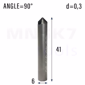 Frez diamentowy PCD do granitu | trzpień 6 mm | fi 0,3 x 41 | 90° | CNC