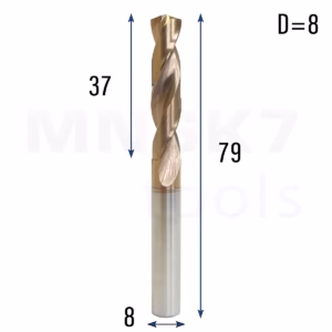 Frez wiertło CNC | fi 8 mm x 8 mm x 79 mm | VHM HRC65 | TiSiN