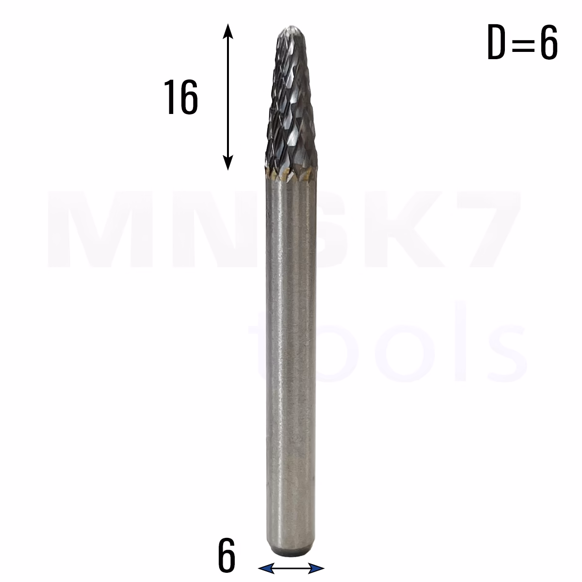 Frez pilnik obrotowy do metalu | 6 mm * 6 mm | VHM HRC 65 | Typ L