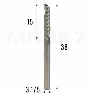 Frez uniwersalny jednopiórowy 1P | fi 3.175 x 15 x 38 | VHM CNC | Polerowany