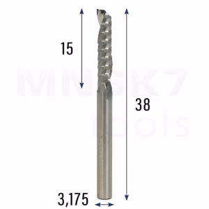 Frez uniwersalny jednopiórowy 1P | fi 3.175 x 15 x 38 | VHM CNC | Polerowany