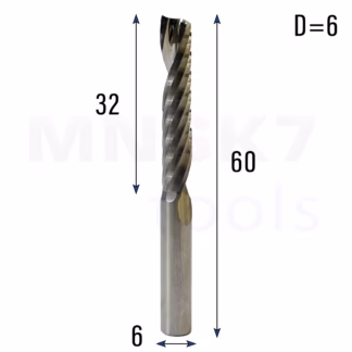 Frez uniwersalny jednopiórowy 1P | fi 6 x 32 x 60 | VHM CNC | Polerowany