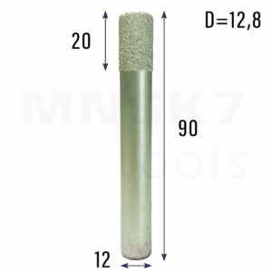 Frez diamentowy prosty do granitu i marmuru | fi 12,8 × 20 × 90 | CNC