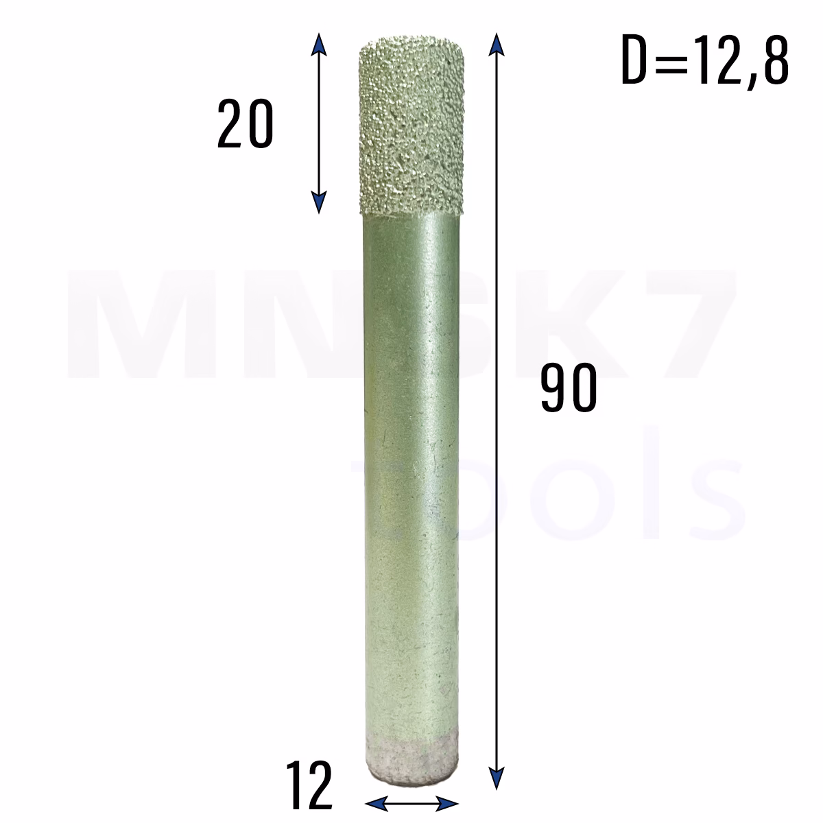 Frez diamentowy prosty do granitu i marmuru | fi 12,8 × 20 × 90 | CNC