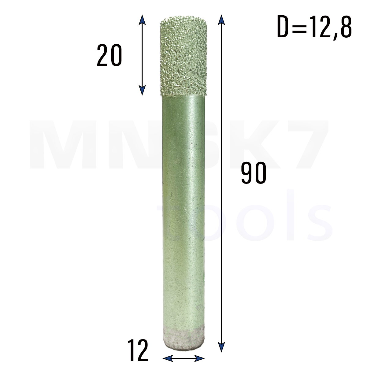 Frez diamentowy prosty do granitu i marmuru | fi 12,8 × 20 × 90 | CNC