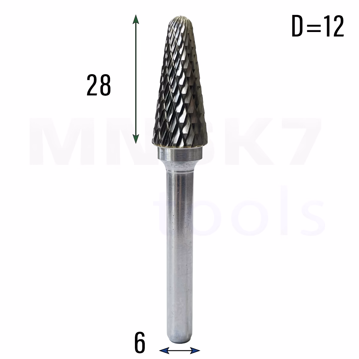 Frez pilnik obrotowy do metalu | 6 mm * 12 mm | VHM HRC 65 | Typ L