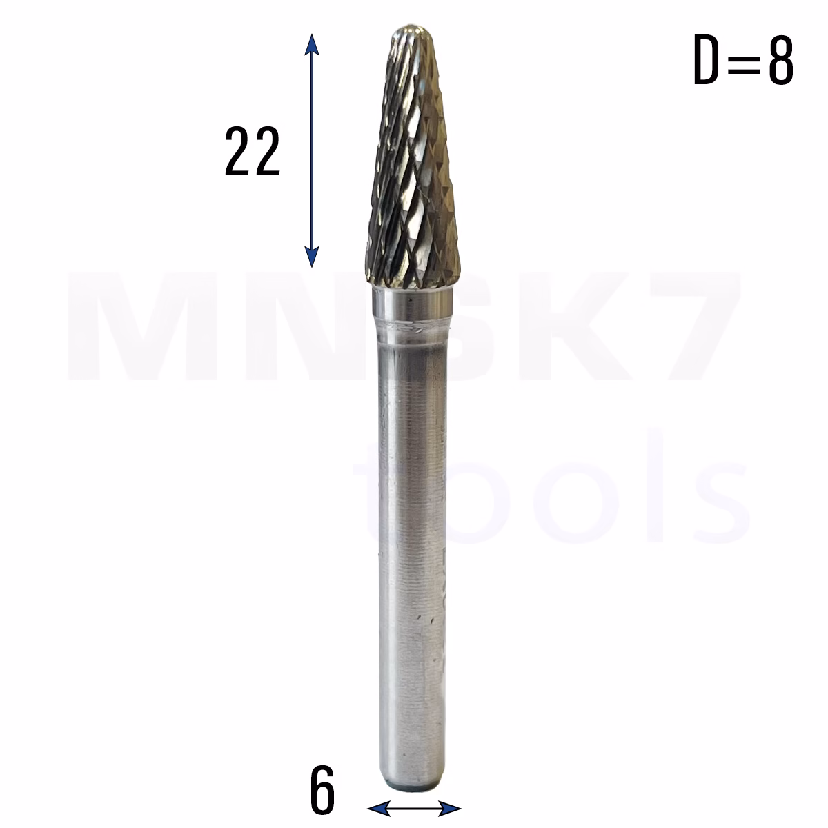 Frez pilnik obrotowy do metalu | 6 mm * 8 mm | VHM HRC 65 | Typ L