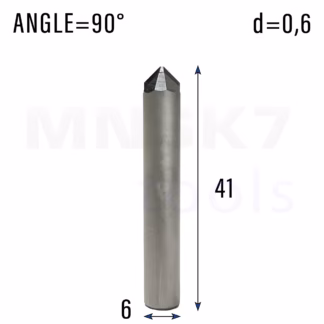 Frez diamentowy PCD do granitu | trzpień 6 mm | fi 0,6 x 41 | 90° | CNC