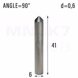 Frez diamentowy PCD do granitu | trzpień 6 mm | fi 0,6 x 41 | 90° | CNC