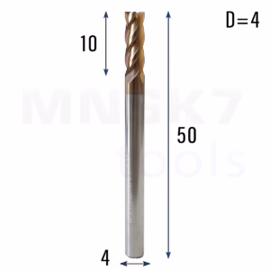 Frez palcowy do metalu 4P | fi 4 mm * 50 mm | CNC VHM HRC 55