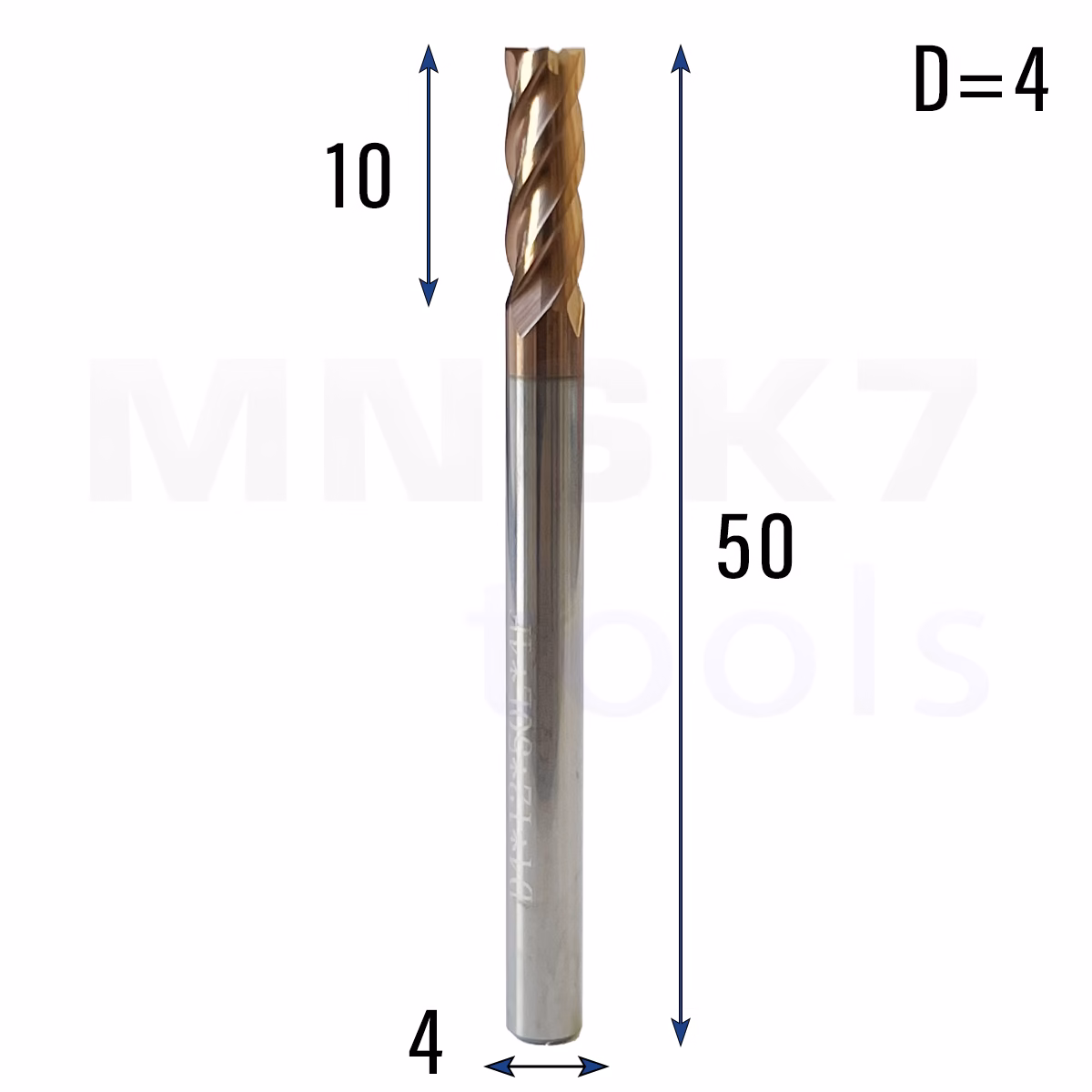 Frez palcowy do metalu 4P | fi 4 mm * 50 mm | CNC VHM HRC 55