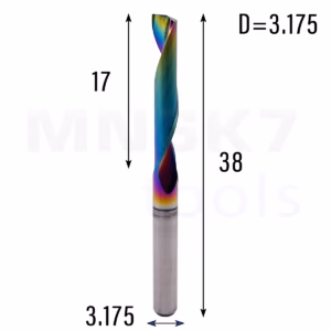 Frez jednopiórowy do aluminium 1P | fi 3.175 x 17 x 38.5 | CNC VHM HRC 55 | DLC