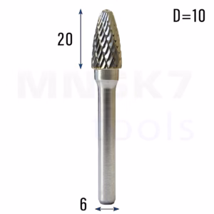 Frez pilnik obrotowy do metalu | 6 mm * 10 mm | VHM HRC 65 | Typ F