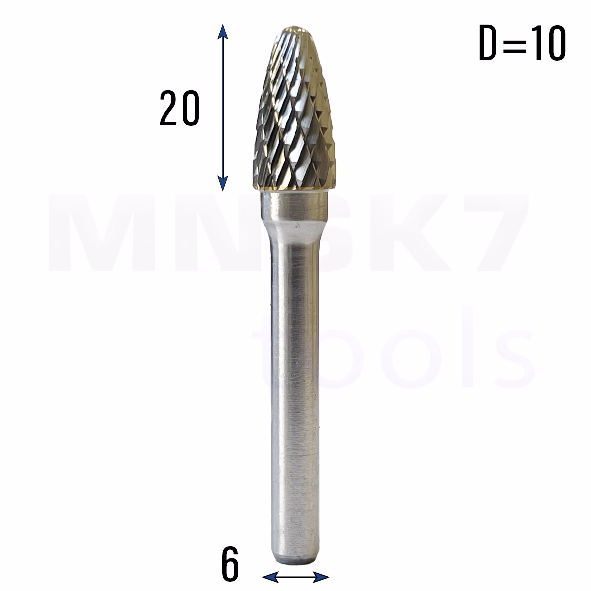 Frez pilnik obrotowy do metalu | 6 mm * 10 mm | VHM HRC 65 | Typ F