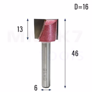 Frez prosty do drewna 2P | trzpień 6mm | fi 16 x 13 x 46 | VHM