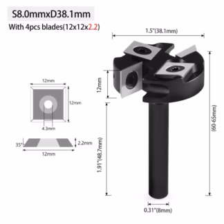 Frez do planowania drewna z wymiennymi płytkami | fi 38,1 mm x 8 mm | 4P