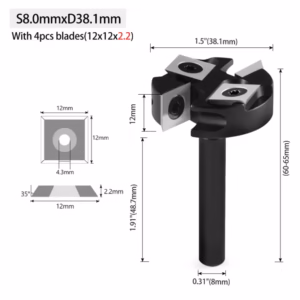 Frez do planowania drewna z wymiennymi płytkami | fi 38,1 mm x 8 mm | 4P