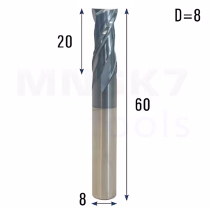 Frez palcowy do metalu 2P | fi 8 mm * 60 mm | CNC VHM HRC 45