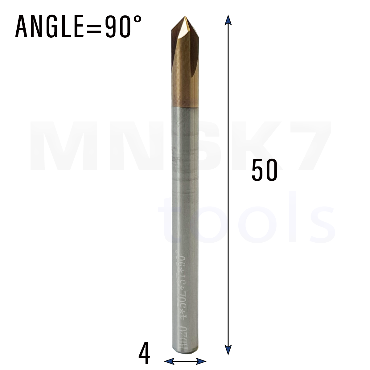 Frez fazownik 90 stopni 3P | 4 mm x 50 mm | CNC VHM HRC 55
