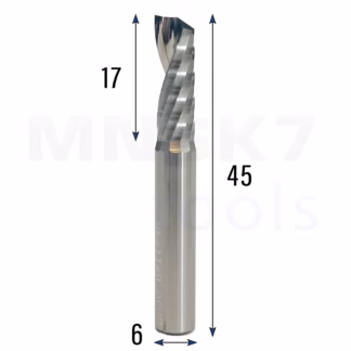 Frez uniwersalny jednopiórowy 1P | fi 6 x 17 x 45 | VHM CNC | Polerowany