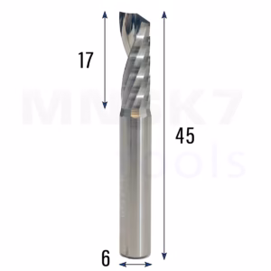 Frez uniwersalny jednopiórowy 1P | fi 6 x 17 x 45 | VHM CNC | Polerowany