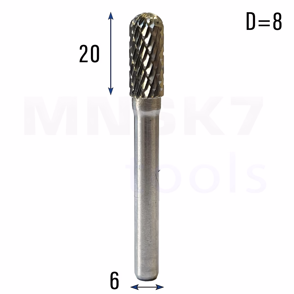 Frez pilnik obrotowy do metalu | 6 mm * 8 mm | VHM HRC 65 | Typ C