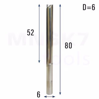 Frez prosty do drewna 2P | fi 6 mm x 52 mm x 80 mm | CNC VHM